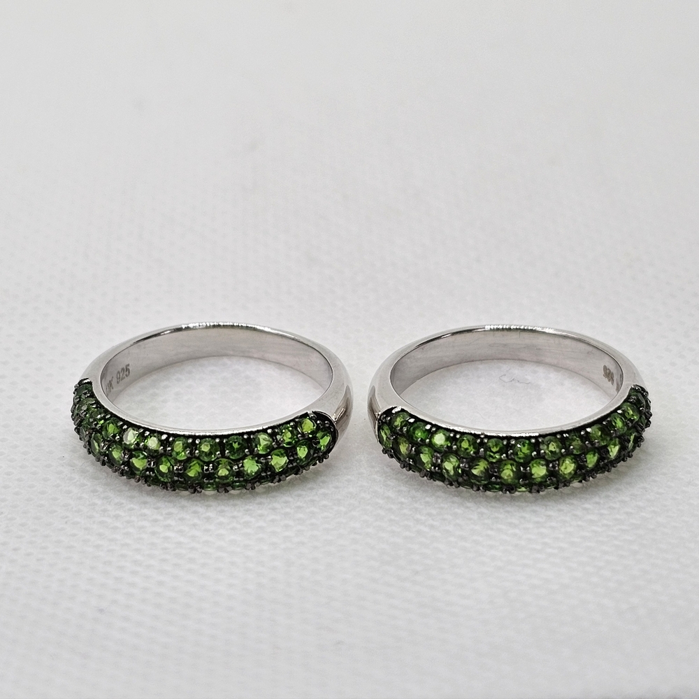 Genuine Two Chrome Diopside Rings Sterling Silver Size 8 - Picture 7 of 10